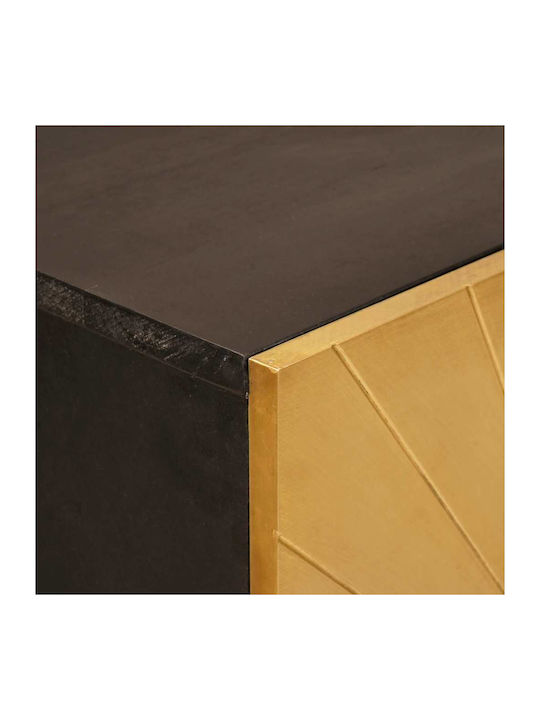 Sideboard Wooden with Drawers Black, Gold 60x33.5x100cm