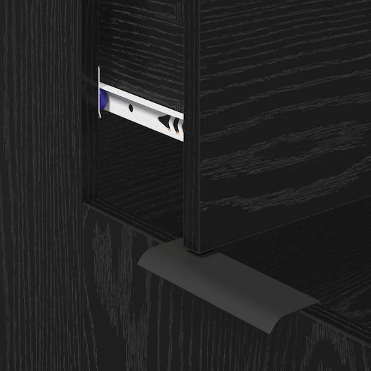 Μπουφές Ξύλινος με Συρτάρια Μαύρη Δρυς 121x30x70cm