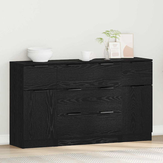 Μπουφές Ξύλινος με Συρτάρια Μαύρη Δρυς 121x30x70cm