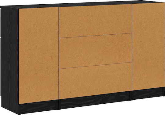 Μπουφές Ξύλινος με Συρτάρια Μαύρη Δρυς 121x30x70cm