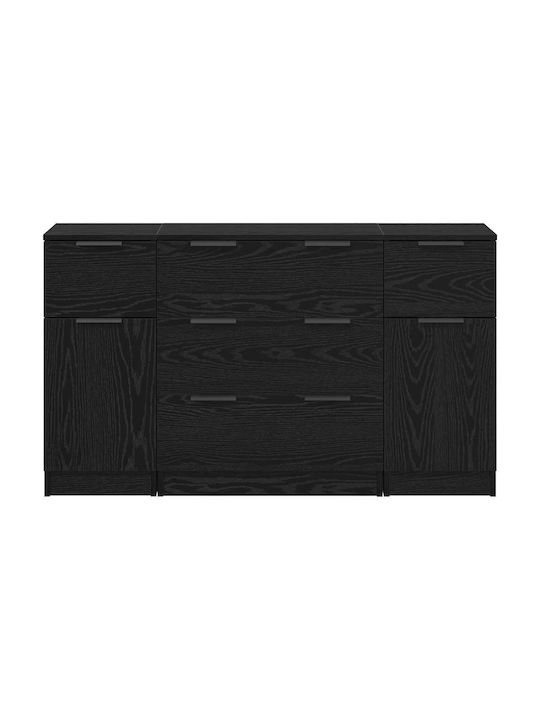Sideboard Wooden with Drawers Black Oak 121x30x70cm