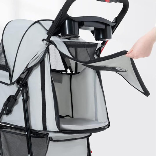 Bakaji Dog/Cat Carrying Gray Stroller for 30kg Pets L100xW65xH50cm