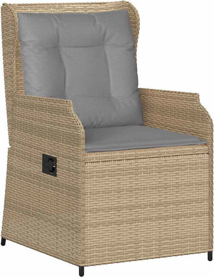 Outdoor Chair Rattan Garden Beige with Cushion 2pcs 55x67x95cm