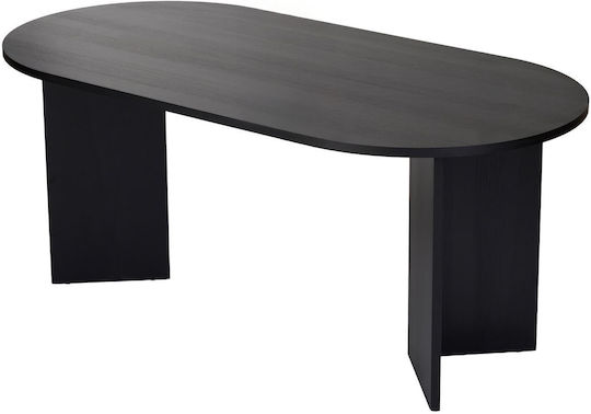 Sablin Овална Маса За Трапезария Дървена Черна 180x89.5x75см