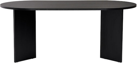 Sablin Овална Маса За Трапезария Дървена Черна 180x89.5x75см