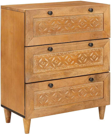 Chest of Drawers of Solid Wood with 6 Drawers Coffee 60x33x75cm