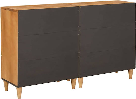 Chest of Drawers of Solid Wood with 6 Drawers Coffee 60x33x75cm