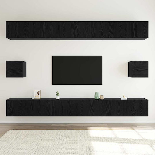 Furniture Living Room TV Unit Black Oak L100xW30xH30cm