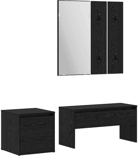 Eingangsmöbel mit Spiegel Black Oak 80x31x40cm