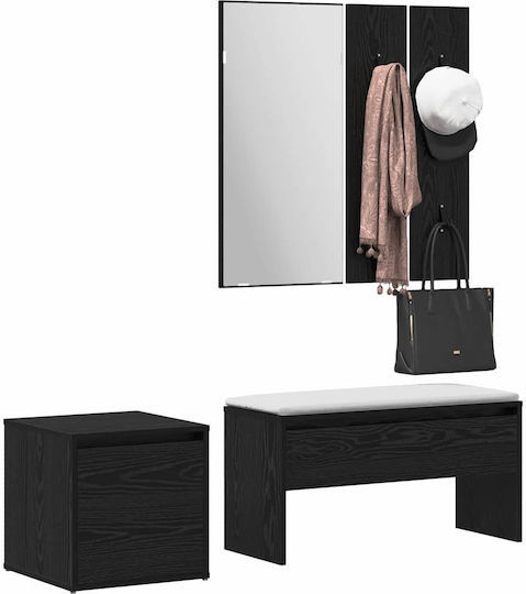Eingangsmöbel mit Spiegel Black Oak 80x31x40cm