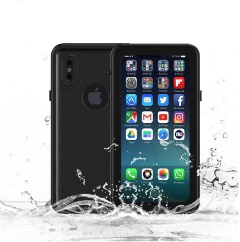 Redpepper Shockproof Waterproof 360 Full Cover Πλαστικό Αδιάβροχο Μαύρο (iPhone X / Xs)