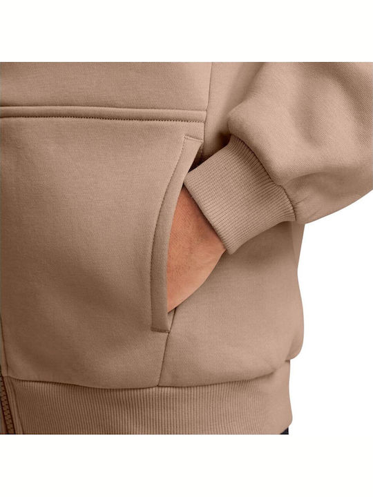 Fleece Kids Sweatshirt Cardigan with Hood and Pockets Beige Sportswear Club