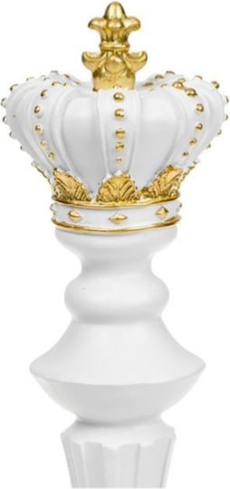 Tischdekoration Schachfigur König Weiß Goldene Details 11,5x39,5cm Tischdekoration Schachfigur König Weiß Goldene Details 11,5x39,5cm