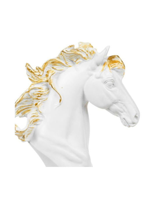 Decorative Chess Piece Knight White Gold Details 10x25.5cm