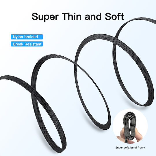 Luvlu Flat / Braided USB 4 Video Cable USB-C male - USB-C 240W Μαύρο 1m