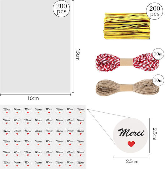 Plastik Tasche für Geschenke Durchsichtig 10x15cm. 200Stück