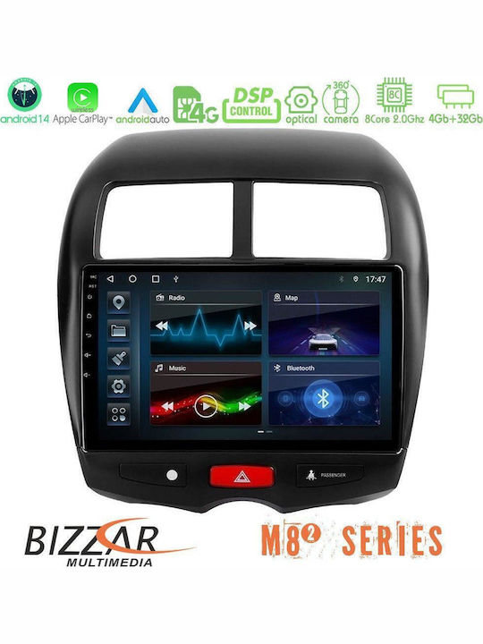 Bizzar Auto-Audiosystem für Mitsubishi Asx Citroen C4 Aircross 2014 (Bluetooth/USB/WiFi/GPS/Apple-Carplay/Android-Auto) mit Touchscreen 10"