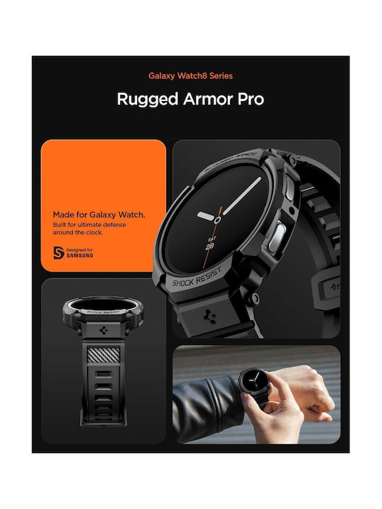Spigen Rugged Armor Pro Silikonhülle in Schwarz Farbe für SAMSUNG GALAXY WATCH 8 40 MM