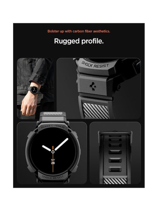 Spigen Rugged Armor Pro Silikonhülle in Schwarz Farbe für SAMSUNG GALAXY WATCH 8 40 MM