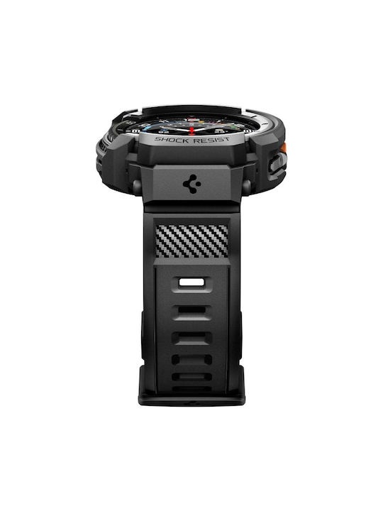 Spigen Rugged Armor Pro Silikonhülle in Schwarz Farbe für Samsung Galaxy Watch 8 Classic 46 mm