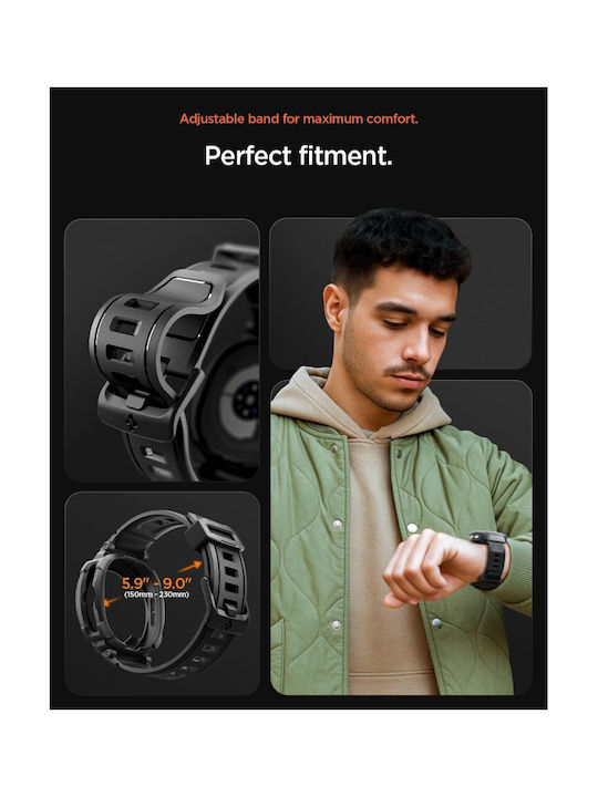 Spigen Rugged Armor Pro Silikonhülle in Schwarz Farbe für Samsung Galaxy Watch 8 Classic 46 mm