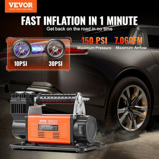 Τρόμπα Αυτοκινήτου 150PSI με Κροκοδειλάκια Μπαταρίας 12V