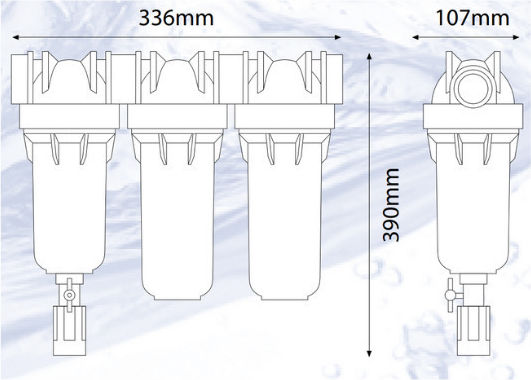Atlas Filtri Hydra Trio RAH Wasserfiltrationssystem Zentrale Versorgung Durchmesser 3/4'' mit Ersatzfilter