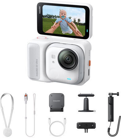Insta360 GO Ultra Action Camera 4K Ultra HD Underwater Creator Bundle with 2.5" Touch Screen and Wi-Fi Arctic White