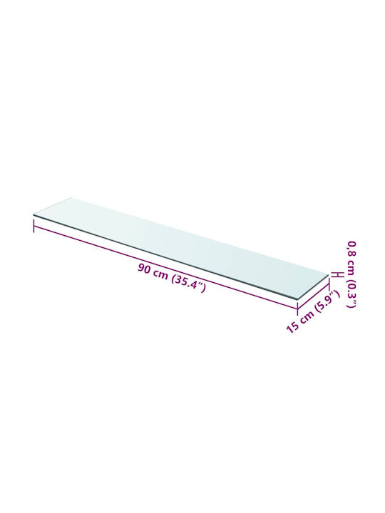 Wall Shelves Transparent 2 Pieces 90x15x0.8cm