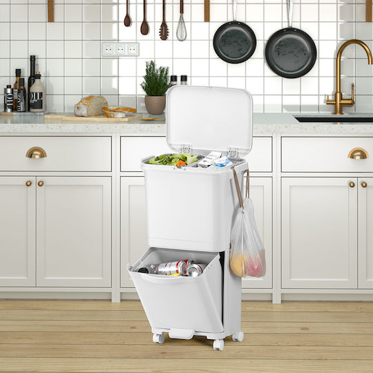 Bakaji Plastic Recycling Waste Bin with Pedal 38lt White