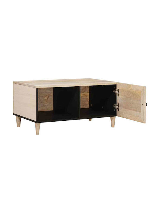 Rectangular Central Coffee Table Made of Solid Wood Beige W80xL50xH40cm