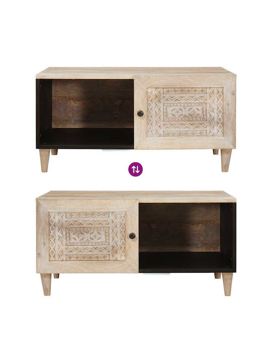 Rectangular Central Coffee Table Made of Solid Wood Beige W80xL50xH40cm