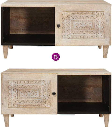 Rectangular Central Coffee Table Made of Solid Wood Beige W80xL50xH40cm