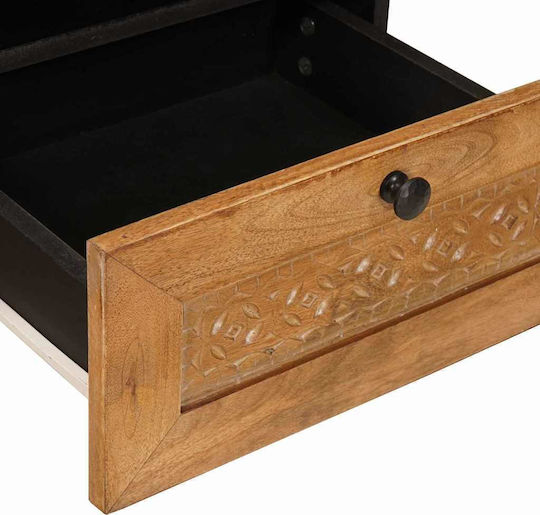 Rectangular Central Coffee Table Made of Solid Wood with Drawers Light Brown W80xL54xH40cm