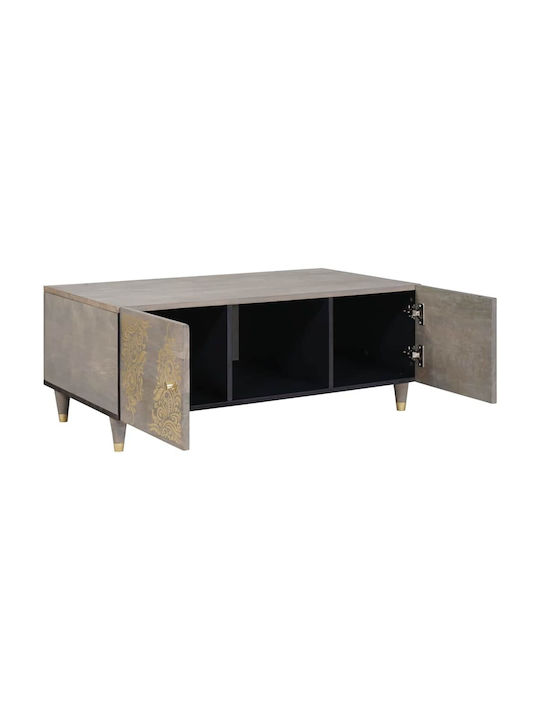 Rectangular Central Coffee Table Made of Solid Wood Gray 100x54x40 cm