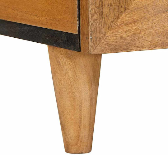 Rectangular Central Coffee Table Made of Solid Wood with Drawers Light Brown W80xL54xH40cm