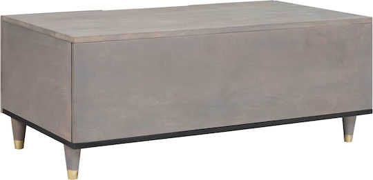Rectangular Central Coffee Table Made of Solid Wood Gray 100x54x40 cm
