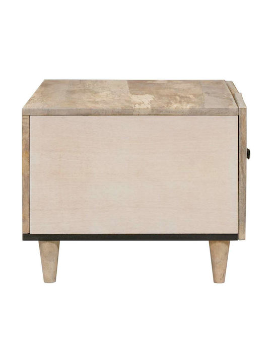 Rectangular Central Coffee Table Made of Solid Wood Beige M80xL50xH40cm