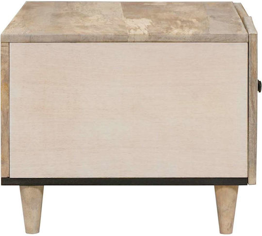 Rectangular Central Coffee Table Made of Solid Wood Beige M80xL50xH40cm