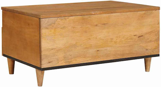 Rectangular Central Coffee Table Made of Solid Wood with Drawers Light Brown W80xL54xH40cm
