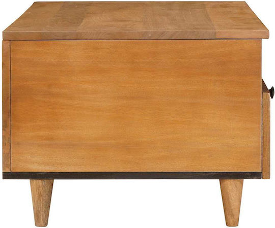 Rectangular Central Coffee Table Made of Solid Wood with Drawers Light Brown W80xL54xH40cm