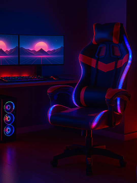 Shally Dogan Καρέκλα Gaming Δερματίνης με RGB Φωτισμό Κόκκινη