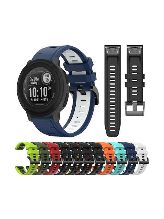 Garmin Instinct 22mm Zweifarbige Sport Silikonarmband Mitternacht Blau + Weiß