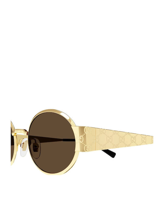 Gucci Unisex Sunglasses with Gold Metal Frame and Brown Lens GG1854S 005
