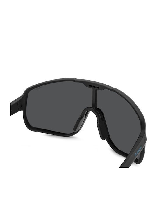 Polaroid Men's Sunglasses with Black Horn-Rimmed Frame and Grey Lens PLD7060/S 807/M9