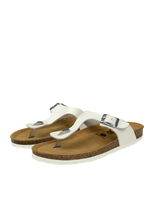Honduras Leather Women's Flat Sandals in White Color