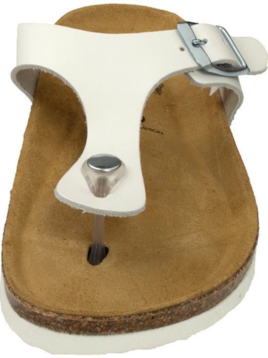 Honduras Leather Women's Flat Sandals in White Color