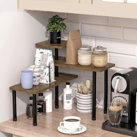 Corner Bathroom Shelf Wooden 66x17.5x38cm Brown