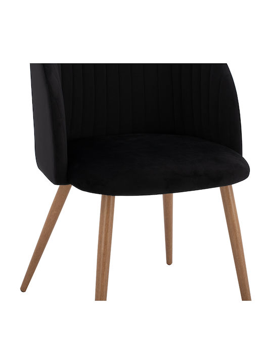 Leah Dining Room Velvet Armchair Black 53x57x81cm 2pcs