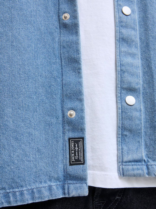 Overshirt Din Denim Cu Mânecă Lungă Albastru Deschis Denim